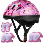Kids Helmet Adjustable for Kids Ages 3-8 Years Old Boys Girls, Toddler Bike Helmet with Protective Sports Gear Set Knee Elbow Pads Wrist Guards for Cycling Roller Skating Skateboard-(Pink Star) from Lamsion