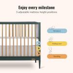Dream On Me Clover 4-in-1 Modern Island Crib with Rounded Spindles I Convertible Crib I Mid- Century Meets Modern I Coordinates with The Clover Changing Table, Olive, 54.3x30.3x36.3 Inch (Pack of 1) by Dream On Me