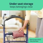 Medline Steel Rollator Walker with 8 Inch Wheels, Folding Rolling Walker, Adjustable Arms, Supports 300 lbs, Red by Medline Industries Healthcare