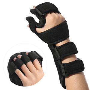 Fanwer Stroke Resting Hand Splint - Night Immobilizer Wrist Finger Brace for Flexion Contractures, Functional 5 Finger Stabilizer Wrap - for Muscle Atrophy Rehab, Arthritis, Tendonitis, Carpal Tunnel Pain (Right) by Fanwer