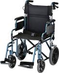 NOVA Lightweight Transport Chair with Locking Hand Brakes, 12" Rear Wheels, Removable & Flip Up Arms for Easy Transfer, Anti-Tippers Included, Blue from NOVA Medical Products