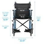 NOVA Lightweight Transport Chair with Locking Hand Brakes, 12" Rear Wheels, Removable & Flip Up Arms for Easy Transfer, Anti-Tippers Included, Blue from NOVA Medical Products