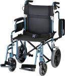 NOVA Lightweight Transport Chair with Locking Hand Brakes, 12" Rear Wheels, Removable & Flip Up Arms for Easy Transfer, Anti-Tippers Included, Blue from NOVA Medical Products