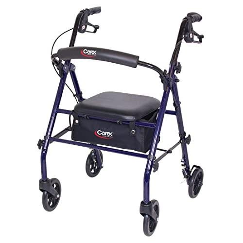 Carex Steel Rollator Walker with Seat and Wheels - Rolling Walker for Seniors - Walker Supports 350lbs, Foldable, For Those 5'0" to 6'1" by Carex