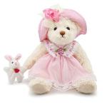 Oits-cute Small Baby Teddy Bear with Cloth Cute Stuffed Animal Soft Plush Toy 10" (Pink lace Dress with Rabbit) from Dixin