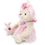 Oits-cute Small Baby Teddy Bear with Cloth Cute Stuffed Animal Soft Plush Toy 10" (Pink lace Dress with Rabbit) from Dixin