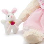 Oits-cute Small Baby Teddy Bear with Cloth Cute Stuffed Animal Soft Plush Toy 10" (Pink lace Dress with Rabbit) from Dixin
