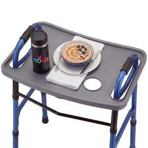 NOVA Walker Tray, Food Tray with 2 Cup Holders for Folding Walker, Fits on Most Folding Walkers, 1 Count (Pack of 1) from NOVA - Ortho-Med, Incorporated