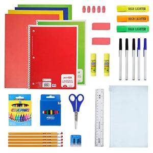 52 Piece Back to School Supply Kit for K-12 - Essentials Box of Supplies Bundle Value Pack for Students All Ages by Moda West