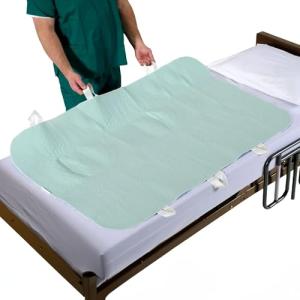 Patient Aid 34" x 72" Positioning Bed Pad with Handles | Incontinence Mattress Bedding Protector Liner Underpad | with Straps for Easy Lift Transfer | Reusable Washable Waterproof | Hospital Quality by Patient Aid