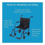 Carex Transport Wheelchair With 19 inch Seat - Folding Transport Chair with Foot Rests - Foldable Wheel Chair for Travel and Storage, 1 Count from Carex Health Brands