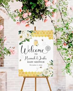 Honey Bumble Bee Baby Shower Welcome Sign, Baby Sprinkle Welcome Sign, Bee Baby Shower Decorations, Bee Baby Shower Welcome Wrapped Canvas Yard Sign by 