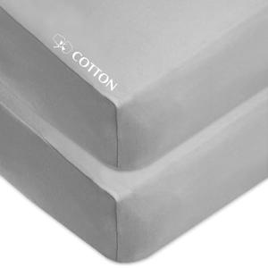 American Baby Company 2 Pack 100% Cotton Value Jersey Knit Fitted Crib Sheet for Standard Crib and Toddler Mattresses, Gray, for Boys and Girls , 52x28x9 Inch (Pack of 2) by American Baby Company