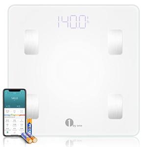 1byone Digital Body Fat Scale, Bluetooth Weight Scale BMI Scale, Bathroom Smart Scale with Body Composition Analyzer, Health Monitor with 14 Body Index, 400lbs by 1 BY ONE