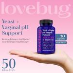Lovebug Yeast + Vaginal pH Support | Clinically Studied Ingredients for Yeast & UTIs | Multi Strain 50 Billion CFU | 60 Capsules by LoveBug Nutrition, Inc.