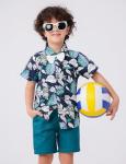 JunNeng Toddler Baby Boy Shorts Sets Hawaiian Outfit,Infant Kid Leave Floral Short Sleeve Shirt Top+shorts Suits Dark Blue from 