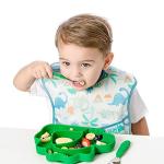 Bumkins Utensils, Silicone and Stainless Steel Baby Fork and Spoon Set, Toddler Silverware, Self Feeding â Jade from Bumkins