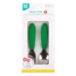 Bumkins Utensils, Silicone and Stainless Steel Baby Fork and Spoon Set, Toddler Silverware, Self Feeding â Jade from Bumkins