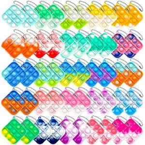 LAHAND 50Pcs Mini Pop Keychain Simple Silicone Stress Relief Fidget Hand Toys Push Bubble Wrap Pop Toys Anxiety Stress Reliever for Kids Adults from LAHAND