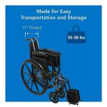 ProBasics Lightweight Wheelchair for Adults - Flip Back Height Adjustable Desk Arms with Elevating Leg Rest - 16" x 16" Seat from Roscoe Medical, Inc.