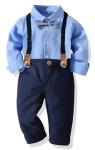 Toddler Dress Suit Baby Boys Clothes Sets Bowtie Shirts + Suspenders Pants 3pcs Gentleman Outfits Suits 6 Month - 6 Years (Blue005 18-24M) from 