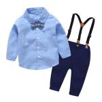 Toddler Dress Suit Baby Boys Clothes Sets Bowtie Shirts + Suspenders Pants 3pcs Gentleman Outfits Suits 6 Month - 6 Years (Blue005 18-24M) from 