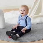 Toddler Dress Suit Baby Boys Clothes Sets Bowtie Shirts + Suspenders Pants 3pcs Gentleman Outfits Suits 6 Month - 6 Years (Blue005 18-24M) from 