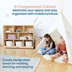 ECR4Kids-ELR-0421 Birch 8-Section School Classroom Storage Cabinet with Casters, Natural, 36" H from ECR4Kids