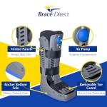 Lightweight Medical Full Shell Walking Boot with Air Pump- Tall- Orthopedic Cam Boot for Foot Pain Recovery, Sprained Ankle, Stress Fracture, Broken Foot, Achilles Tendonitis by Brace Direct by Brace Direct