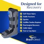 Lightweight Medical Full Shell Walking Boot with Air Pump- Tall- Orthopedic Cam Boot for Foot Pain Recovery, Sprained Ankle, Stress Fracture, Broken Foot, Achilles Tendonitis by Brace Direct by Brace Direct