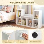 Costzon 6-Cubby Kids Bookcase w/Cushioned Reading Nook, Multi Purpose Storage Organizer Cabinet Shelf with Soft Cushion and Thick Wood Board for Children Girls & Boys Bedroom Decor Room (Modern White) by Costzon