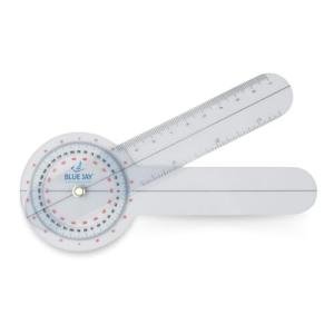 Blue Jay Take a Range Check Clear Plastic Goniometer - 360 Deg., 6 in. Goniometer, Physical Therapy Goniometer with ISO Accuracy with Linear Moving Arm, Clear Gauging Angle. Physical Therapy Aids from Complete Medical Manufacturing Group