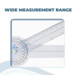 Blue Jay Take a Range Check Clear Plastic Goniometer - 360 Deg., 6 in. Goniometer, Physical Therapy Goniometer with ISO Accuracy with Linear Moving Arm, Clear Gauging Angle. Physical Therapy Aids from Complete Medical Manufacturing Group