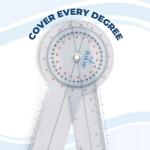 Blue Jay Take a Range Check Clear Plastic Goniometer - 360 Deg., 6 in. Goniometer, Physical Therapy Goniometer with ISO Accuracy with Linear Moving Arm, Clear Gauging Angle. Physical Therapy Aids from Complete Medical Manufacturing Group