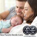 New Dad Mom Gifts Funny Decision Making Coin, New Baby Gift for Parent Mummy Daddy Pregnancy Women First Time to be Moms Dads Mother's Day Father's Day Gifts Double Sided from Vichona