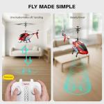 Remote Control Helicopter, S107H-E Aircraft with Altitude Hold, One Key take Off/Landing, 3.5 Channel, Gyro Stabilizer and High &Low Speed, LED Light for Indoor to Fly for Kids and Beginners(Red) by SYMA