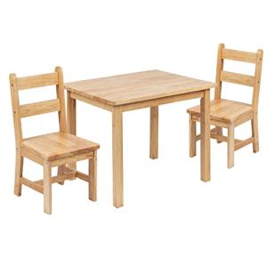 Flash Furniture Kids Solid Hardwood Table and Chair Set for Playroom, Bedroom, Kitchen - 3 Piece Set - Natural by Flash Furniture
