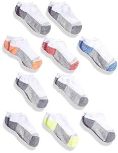 Fruit of the Loom Boys Big 10 Pair Half Cushion No Show Socks, White Assort, Large (Shoe Size: 3-9) from Fruit of the Loom