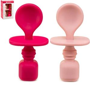 Silicone Baby Spoons for Baby Led Weaning 2-Pack, First Stage Baby Feeding Spoon Set Gum Friendly BPA Lead Phthalate and Plastic Free, Great Gift Set (Pink) from Sperric