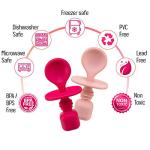 Silicone Baby Spoons for Baby Led Weaning 2-Pack, First Stage Baby Feeding Spoon Set Gum Friendly BPA Lead Phthalate and Plastic Free, Great Gift Set (Pink) from Sperric