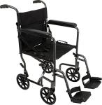 ProBasics Transport Chair Portable Wheelchair - 19-inch Seat, Full-Length Permanent Arms, Swing-Away Foot Rests - Folding Wheelchair for Travel and Transport by Roscoe Medical, Inc.