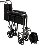 ProBasics Transport Chair Portable Wheelchair - 19-inch Seat, Full-Length Permanent Arms, Swing-Away Foot Rests - Folding Wheelchair for Travel and Transport by Roscoe Medical, Inc.
