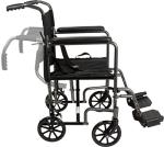 ProBasics Transport Chair Portable Wheelchair - 19-inch Seat, Full-Length Permanent Arms, Swing-Away Foot Rests - Folding Wheelchair for Travel and Transport by Roscoe Medical, Inc.