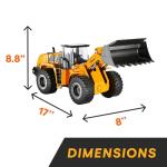 Top Race 10 Channel Full Functional Remote Control Front Loader Construction Tractor, Full Metal Bulldozer Toy Can Dig up to 3.5 Lbs, 1:14 Scale, Remote Control Construction Vehicles TR-213 by Top Race