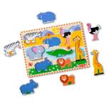 Melissa & Doug Safari Wooden Chunky Puzzle (8 pcs) Multicolor, 12" x 10.8" x 1" by Melissa & Doug