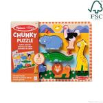 Melissa & Doug Safari Wooden Chunky Puzzle (8 pcs) Multicolor, 12" x 10.8" x 1" by Melissa & Doug
