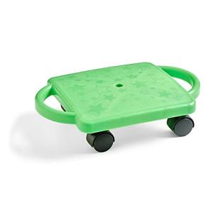 hand2mind Green Indoor Scooter Board with Safety Handles for Kids Ages 6-12, Plastic Floor Scooter Board with Rollers, Physical Education for Home, Homeschool Supplies (Pack of 1) by ETA hand2mind
