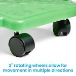 hand2mind Green Indoor Scooter Board with Safety Handles for Kids Ages 6-12, Plastic Floor Scooter Board with Rollers, Physical Education for Home, Homeschool Supplies (Pack of 1) by ETA hand2mind