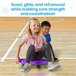hand2mind Green Indoor Scooter Board with Safety Handles for Kids Ages 6-12, Plastic Floor Scooter Board with Rollers, Physical Education for Home, Homeschool Supplies (Pack of 1) by ETA hand2mind