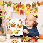 24 Sets Fall Craft Kits for Kids Cute Animals Turkey Autumn Owl Crafts DIY Maple Leaves Thanksgiving Crafts Bulk for Fall Theme Party Home Classroom Game Activities Party Favors by Funrous